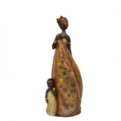 38.5CM AFRICAN LADY STATUE WITH COLORFUL DRESS