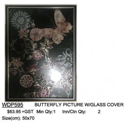 ***BUTTERFLY PICTURE W/GLASS COVER
