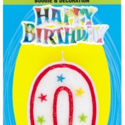 NUMERAL CANDLE W/CAKE DECO - 0