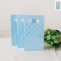 **6PK BLUE DOTTY PARTY BAG WITH GOLD FOILED