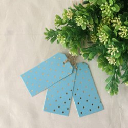 *12pk Blue Dotty Gift Tags in Gold Foiled