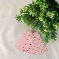 *12PK PINK DOTTY GIFT TAGS IN GOLD FOILED