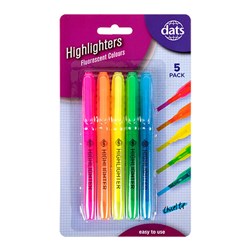 Highlighter Pen 5pk Fluro Mixed Cols Chisel Tip
