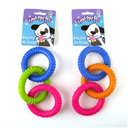 Dog Toy Puppy Tri Rings 2 Asstd Colours