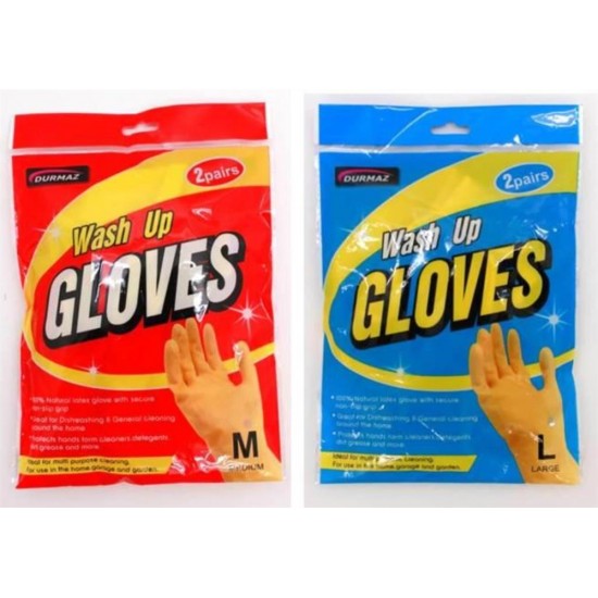 4PK Latex Washing Gloves - Medium & Large Size Assorted