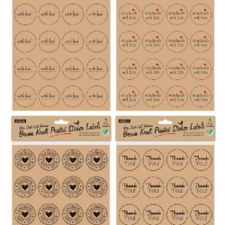 Brown Decorative Kraft Printed Sticker Labels-60 Stickers