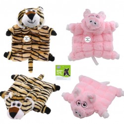 Flat Squeaky Animal Plush Pet Toy - Tiger/Pig Series