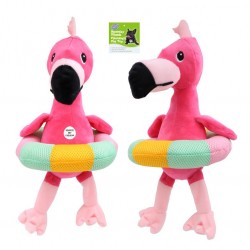 Squeaky Animal Plush Pet Toy - Party Flamingo Series