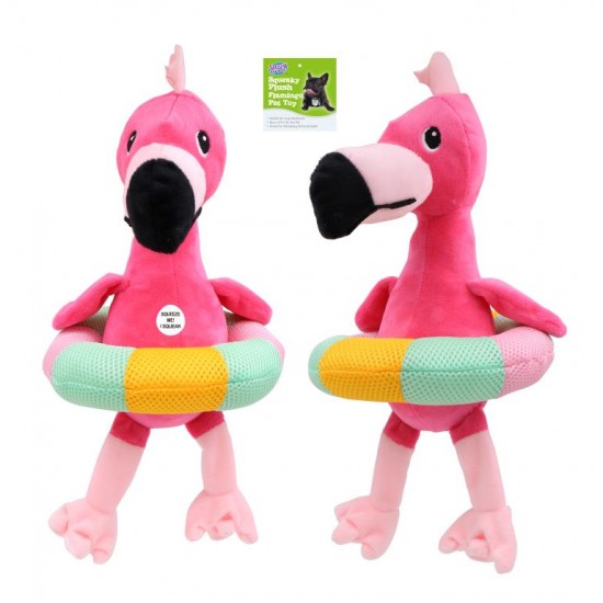 Squeaky Animal Plush Pet Toy - Party Flamingo Series