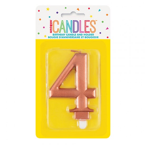 MET R/GOLD B'DAY CANDLE - NUMBER 4
