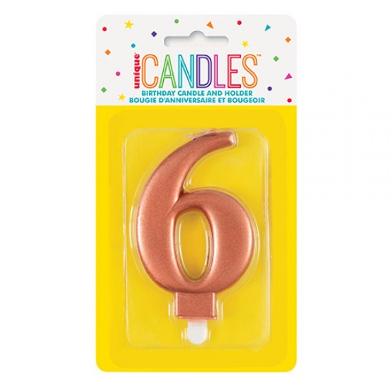 MET R/GOLD B'DAY CANDLE - NUMBER 6