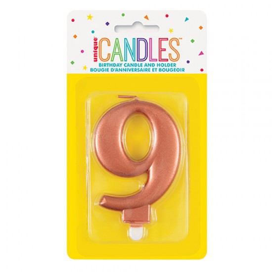 MET R/GOLD B'DAY CANDLE - NUMBER 9