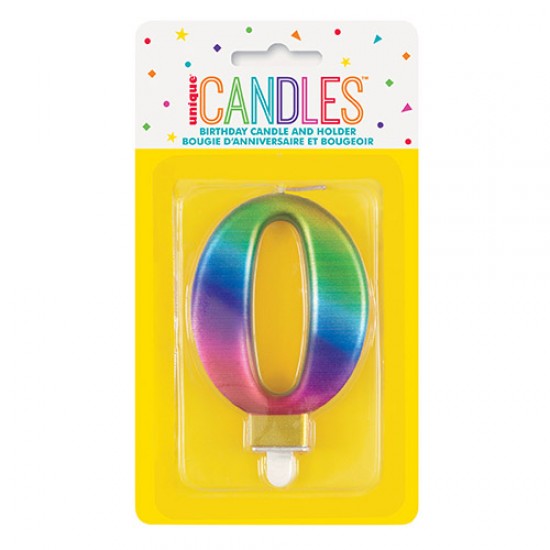 MET RAINBOW B'DAY CANDLE - NUMBER 0
