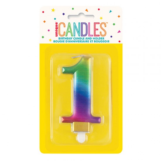 MET RAINBOW B'DAY CANDLE - NUMBER 1