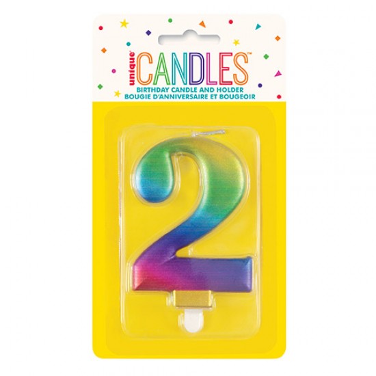 MET RAINBOW B'DAY CANDLE - NUMBER 2