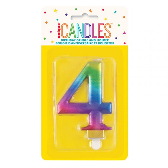 MET RAINBOW B'DAY CANDLE - NUMBER 4