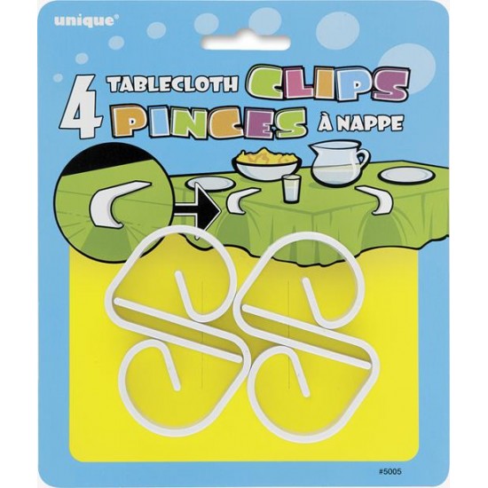 4 WHITE TABLECOVER CLIPS
