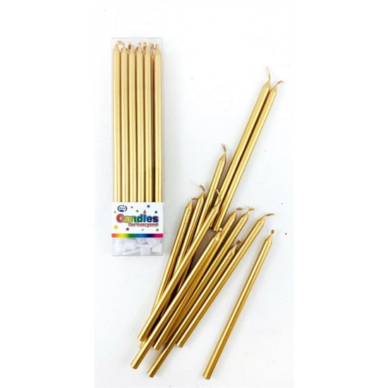 CANDLE SLIM 120MM GOLD BX12