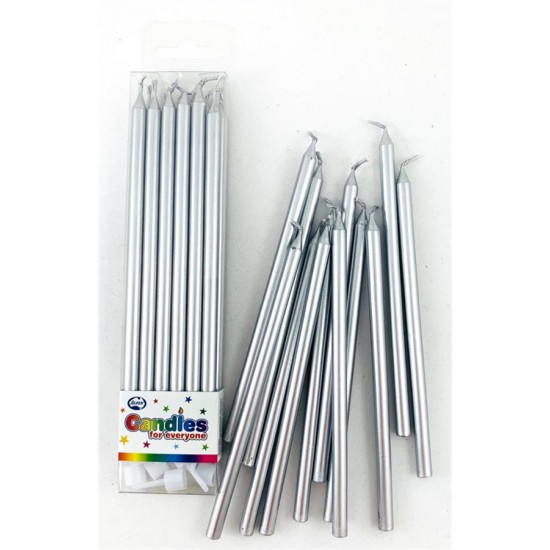 CANDLE SLIM 120MM SILVER BX12