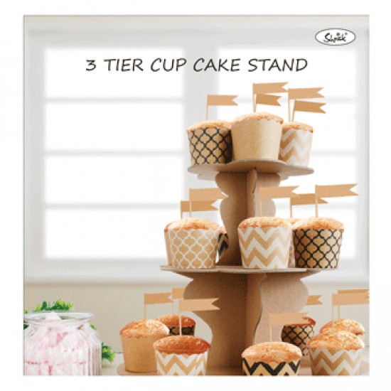**3 TIER PAPER CAKE STAND - KRAFT