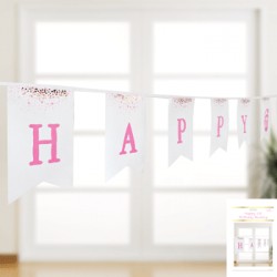 *1st Birthday Bunting in Foiled Pink