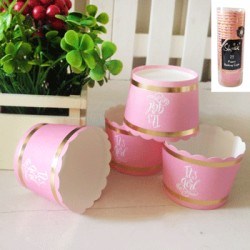 *25pk Baby Shower Paper Baking Cups in Foiled Pink
