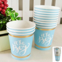 *12pk 200m1 Baby Shower Paper Cups in Foiled Blue